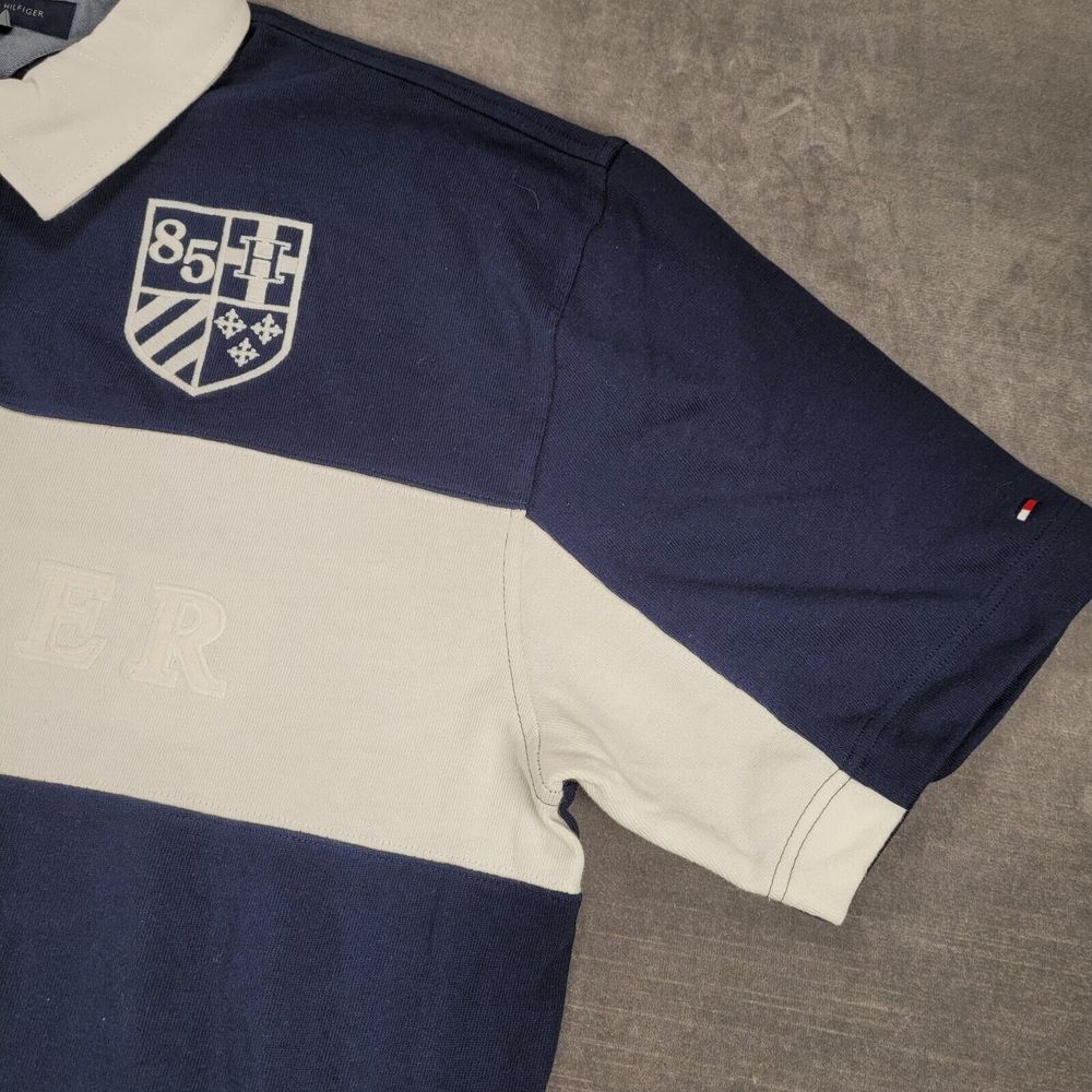Tommy Hilfiger‎ Rugby Polo Shirt Blue White Large Crest Mens Size 2XL XXL - Picture 2 of 9
